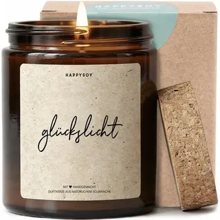 Glückslicht - Duftkerze mit Spruch als Geschenk für Freundin, kleine Aufmerksamkeit, liebevolle Geschenkidee, Kerze im Glas mit blumigem Duft