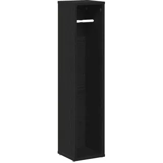 vidaXL Badezimmerschrank mit Rollenhalter Schwarz 20,5x20x90 cm