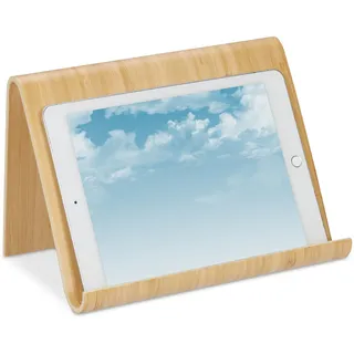 Relaxdays Tablet Ständer Holz Braun