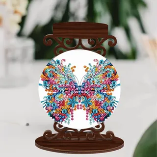 DCIDBEI Diamond Painting Kerzenständer 12x14cm Malen nach Zahlen Kerzenteller Kerzenhalter Diamant Malerei Tischdekoration für Wohn Esszimmer Kamindekoration Kerzenleuchter Candle Holder Schmetterling
