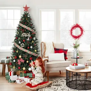 Künstlicher Weihnachtsbaum Nordfichte Mit Naturgetreuer Fichtenoptik, Dichtem Design & Schnellaufbau-Schirmsystem Rostfreier Metallständer, Nadelfrei