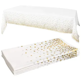 4x Einweg Tischdecke Bierzeltgarnitur Kunststoff Wasserabweisend 137x274cm Weiß