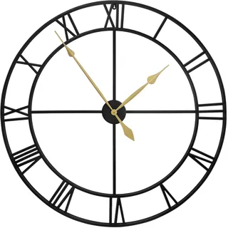 Maxstar Wanduhr Groß Ohne TickgeräUsche Lautlos 100cm,Römische Ziffer Quarz Batterie Betriebene Wanduhr,Einfach zu Lesen für Zuhause KüChe Schlafzimmer,Vintag Stil Wohnzimmer Dekoration