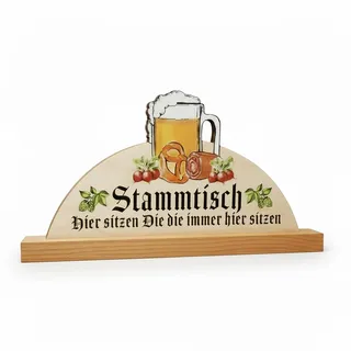 Stammtisch Schild Holz 30 cm – Bierkrug Tischaufsteller & Wanddeko – Rustikale Deko für Gasthaus, Partykeller & Zuhause – Geschenk Männer & Bierliebhaber (Standard)