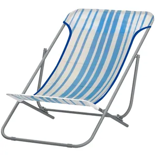 zendea Liegestuhl aus Stahl, weiß und blau, zusammenklappbar, ideal für Strand, Garten, Pool und Camping, um Tage der Entspannung in der Sonne zu verbringen – Kapazität bis zu 80 kg Abmessungen 45 x