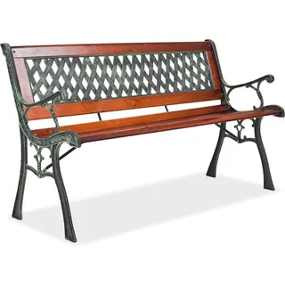 Linder Exclusiv Gartenbank 2-Sitzer,Sitzbank aus Holz-Metall Parkbank bis 150Kg mit Rückenlehnen Gartenmöbel Holzbank MC4413 125x52x74 cm