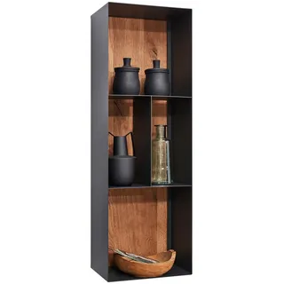 Valnatura Wandregal , Anthrazit, Eichefarben , Holz, Metall , Kerneiche , massiv , 35x106x24 cm , Goldenes M, Dgm , Beimöbel erhältlich, hängend , Wohnzimmer, Wohnwände, Wohnwand-Serien