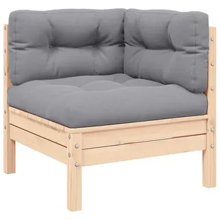 vidaXL 2-Sitzer-Gartensofa mit Grauen Kissen Massivholz Kiefer - Grau