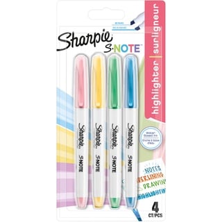 Sharpie S-Note Textmarker & Kreative Markerstifte | Schreiben, Malen, Markieren & Mehr | gemischte Pastellfarben | 2-in-1 Keilspitze (Breit & Fein) | 4 Stück Highlighter