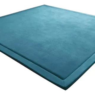LEHOUR Verdickung Korallen Samt Teppich Kinder Krabbeldecke Weiche Tatami Teppiche Kinder rutschfeste Vergrößern Spielmatte (Blau, 150 * 200CM)