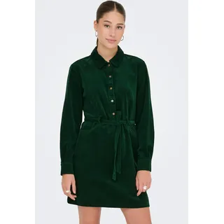 Cordkleid ONLY "ONLNESSA L/S CORD DRESS CC PNT", Damen, Gr. S, N-Gr, pineneedle, Obermaterial: 100% Baumwolle, unifarben, regular fit, Kleider Cordkleid