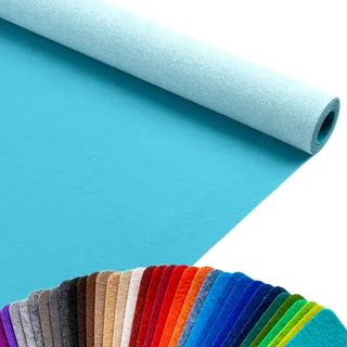 Primaflor Messeteppich Podium | Himmelblau | 100 x 200 cm | Flacher Eventteppich aus 100 % Polypropylen, CFL-S1, Precoat-Rücken, 2 mm hoch, für Messe und Event