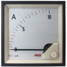 RS PRO Amperemeter 10 (Input) A AC Dreheisen, 92mm x 92mm T. 54 (<30 A) mm, 0 → 10 (Input) A / 1%