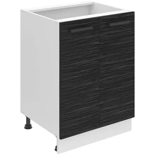 Belini Unterschrank Küche, Küchenunterschrank 60 cm Breite. SD2 Küchenunterschrank ohne Arbeitsplatte. Küchenschrank mit 2 Türen, Königliches Ebenholz - Schwarz
