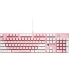 Qisan Mechanische Gaming-Tastatur, kabelgebundene Tastatur Led Hintergrundbeleuchtung Weiß und Rosa 104Tasten Amerikanisches Layout Gaming-Tastatur mit Abnehmbarer,Blau Schalter