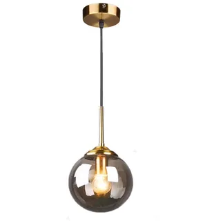 MZStech Industrial Retro Loft Glaskugel Pendelleuchte, Cluster Kronleuchter Hängelampe Leuchte Messingbeschläge (Grau)