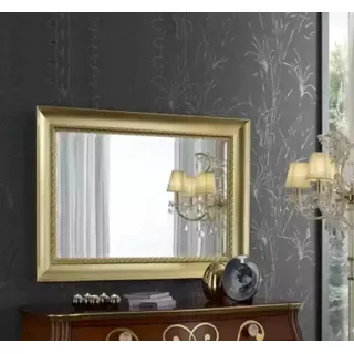 Klassischer Wandspiegel Holzrahmen Spiegel Möbel 120x85 Hängespiegel - Gold