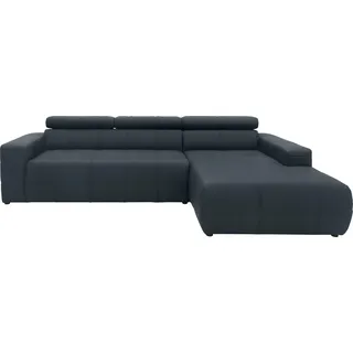 DOMO. collection DOMO collection Ecksofa »Brandon große Ausführung B/T/H: 289/177/80 cm, auch in Leder und Cord« mit Kopfteilverstellung, wahlweise Sitztiefenverstellung, L-Form, grau