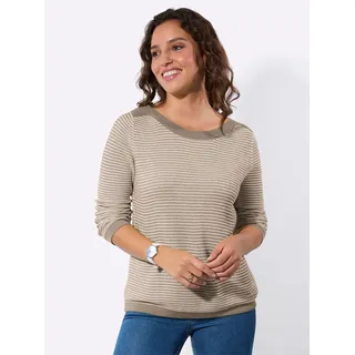 Strickpullover CASUAL LOOKS "Langarm-Pullover", Damen, Gr. 50, sesam, ecru, gemustert, 50% Baumwolle, 50% Polyacryl, gemustert, Pullover Strickpullover