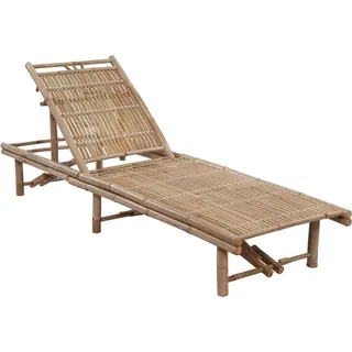 vidaXL Garten-Sonnenliege mit Auflage Bambus - Taupe