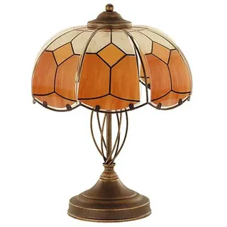Tischleuchte 2-flammig Bunt Glas Braun Orange E14 40 cm Tischlampe Schlafzimmer