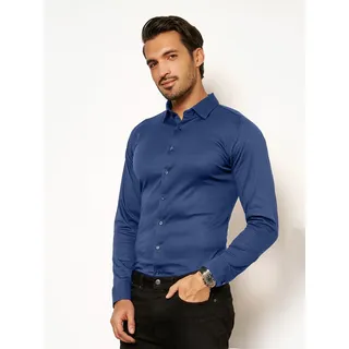 Langarmhemd DESOTO "Jerseyhemd Casual Kent", Herren, Gr. S, N-Gr, blau piqué, Jersey, Obermaterial: 100% Baumwolle, unifarben, slim fit normal, Rundhals, Raglanärmel,Ärmel mit Ärmelschlitz 1-Knopf-Manschette mit Schlitz, Hemden Langarmhemd