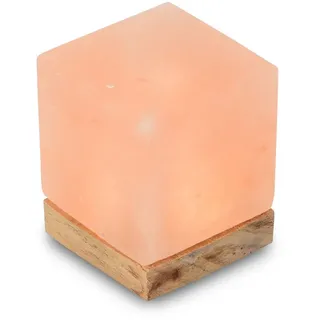 HIMALAYA SALT DREAMS Salzkristall-Tischlampe »USB-Kubus«, Leuchtmittel LED-Board   LED wechselbar, Handgefertigt aus Salzkristall - jeder Stein ein Unikat, H: ca.9 cm, orange