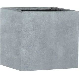 Casa Mina Esteras Pflanzkübel groß außen - Fiberglas Blumenkübel 27x27x27cm - Premium Pflanzgefäß für Draußen - Blumenkübel Frostsicher - Blumenkasten für den Garten Bleigrau - Lisburn