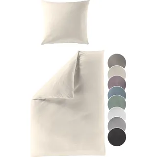 liebling - Satin Bettwäsche, natur, 1 x Bettbezug 155 x 220 cm + 1 x Kissenbezug 80 x 80 aus 100% seidig weicher Baumwolle - Beige