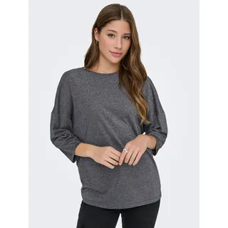 3/4-Arm-Shirt ONLY "ONLSILVERY GLAMOUR LUREX 3/4 TOP JRS", Damen, Gr. S, schwarz (schwarz detail:silber lurex), Jersey, Obermaterial: 60% Polyester, 24% Viskose, 16% metallisierte Fasern, Glitzermuster, regular fit, Rundhals, Shirts 3/4-Arm-Shirt, mit Glitzer-Effekt