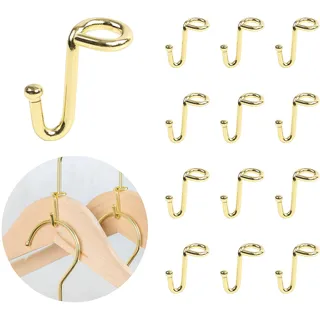 Koobay Kleiderbügel, 36 Stück, stabile Aufhänger, goldfarben, Metall, Outfit-Kleiderbügel, Verlängerungs-Clips, Mini-Haken