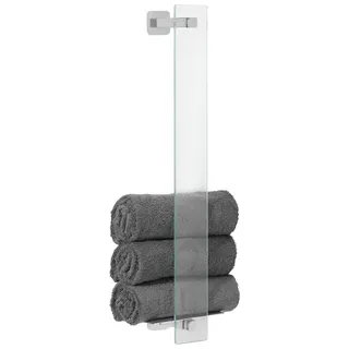 Tesa ESTEETIC Gästehandtuchhalter, inkl. Klebelösung, edles Design, Edelstahloptik, garantiert rostfrei, 180mm x 668mm x 128mm