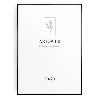 Artower® Bilderrahmen Schwarz Metall Dünner Rahmen für 50 x 70 cm | Posterrahmen Groß Collage | Picture Frame Metal 50x70 cm | Aluminium Schmal Bilderrahmen | Black Poster Rahmen
