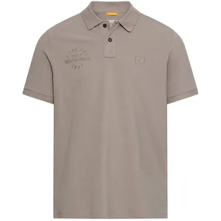 Poloshirt CAMEL ACTIVE, Herren, Gr. L, stone grau, Piqué, Obermaterial: 100% Baumwolle, bestickt, unifarben, normal hüftbedeckend, Rundhals, Bündchen, Shirts Poloshirt, mit Stickerei auf der Brust