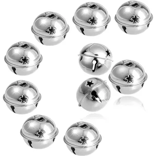 TOAOB 10 Stück Weihnachtsglocken 4 cm Silber Große Glocken Metallglocken | für Weihnachtsdekoration, Hochzeit Geburtstag Party Dekoration