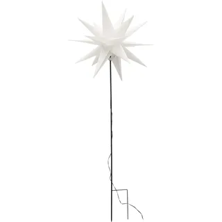 3D Leuchtstern Gartenstecker inkl. warm-weißer LED Beleuchtung | für Innen und Außen geeignet | 7 m Zuleitung (weiß, ca. 57x44x48 cm mit Erdspieß) - Weiß