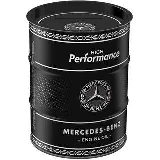 Nostalgic-Art Retro Spardose, 600 ml, Mercedes-Benz – Engine Oil – Geschenk-Idee für Mercedes-Benz Accessoires Fans, Original Lizenzprodukt (OLP), Sparschwein aus Metall, Vintage Blech-Sparbüchse
