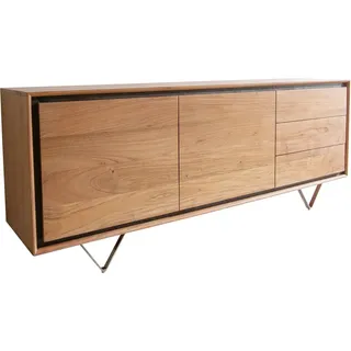 DeLife Sideboard Stonegrace 175 cm Akazie Natur 2 Türen 3 Schubladen Steinfurnier V-Fuß