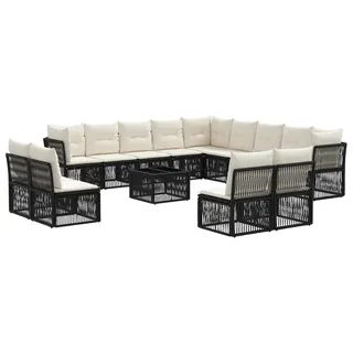vidaXL Gartensofa-set 14 stk. Schwarz Poly-Rattan - Schwarz