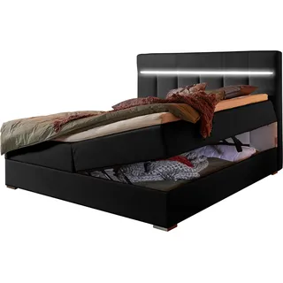 Atlantic Home Collection TESSA mit LED-Beleuchtung und Bettkasten schwarz,