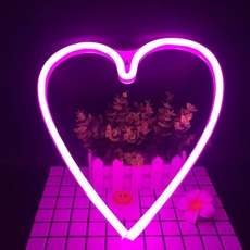 LED Neon Nachtlicht Batteriebetrieben, Wandleuchte Neon Dekoration Lampe Leuchte mit Batterie Box und USB für Wohnzimmer Schlafzimmer Hochzeit Geburtstaggeschenk (Herz)