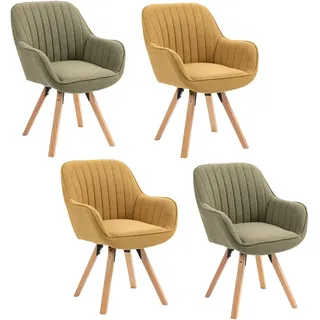 MEUBLE COSY Esszimmerstühle Drehbar 4er Set Küchenstuhl Polsterstuhl Drehstuhl mit Armlehne Sessel Schminkstuhl aus Stoff Massivholzbeine für Esszimmer Wohnzimmer Arbeitszimmer, Bunt