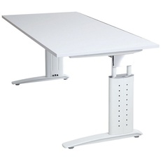 Bild Schreibtisch weiß rechteckig, C-Fuß-Gestell weiß 160,0 x 80,0 cm