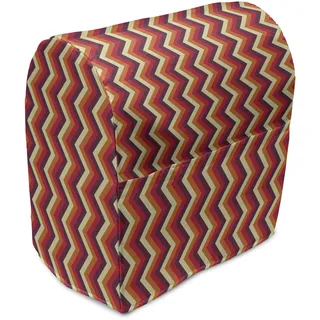 ABAKUHAUS Retro Standmixerabdeckung, Zig Zag Chevron Stripes, Küchengerät Taschenhülle mit Taschen, 36 x 39 x 24 cm, Orange Maroon Gelb