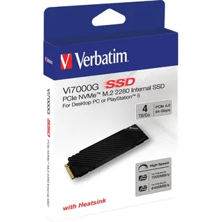 Verbatim Vi7000G PCIe NVMe SSD 4TB, M.2 2280 / M-Key / PCIe 4.0 x4, Kühlkörper (49369)