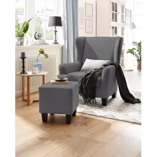 OTTO home Ohrensessel "CHILLY, Microfaser-Bezug, Sessel mit Hocker" Set, bestehend aus Sessel und Hocker, 2 Stk. tlg. Unser Dauertiefpreis, grau