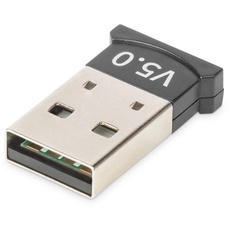 DIGITUS Bluetooth 5.0 USB-Adapter - Für PC & Laptop - Über 3 Verbindungen gleichzeitig - Bluetooth Low Energy (BLE) - Reichweite bis 20 m - Abwärtskompatibel - Plug & Play - Bluetooth Stick - Schwarz
