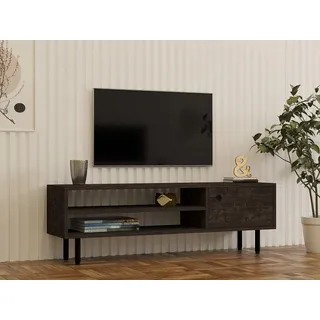 Hanah Home Modern Anthracite TV Unit, 120 cm | 100% Melamine Coated Particle Board, 18 mm Thick | Wall-Mountable, Multiple Shelves, Stylish Industrial Design