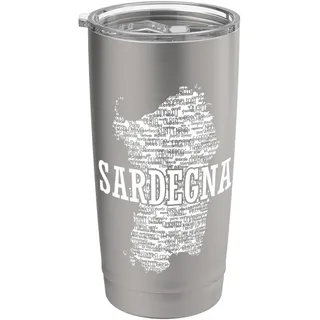 Sardinien-Souvenir mit Karte und sardischen Städten Doppelwandiger Edelstahl-Thermobecher