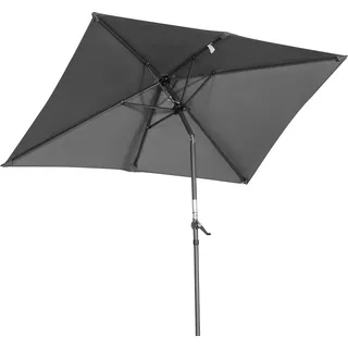 Angel Living 210 × 140 cm Sonnenschirm Balkonschirm Kurbelschirm Marktschirm Gartenschirm Kippbarer Gartenschirm Sonnenschutz UV 50+ Rechteckig Grau - Grau